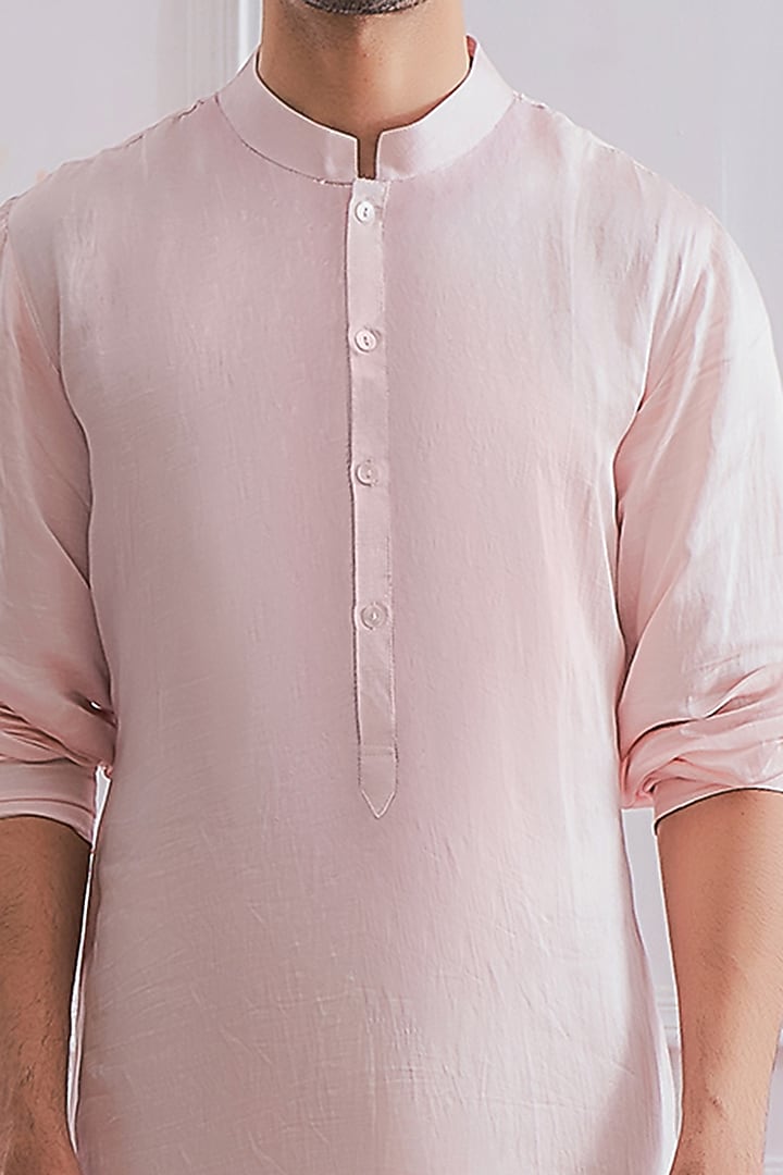 Powder Pink Kurta Set With Nehru Jacket by Ankit V Kapoor at Pernia's Pop Up Shop