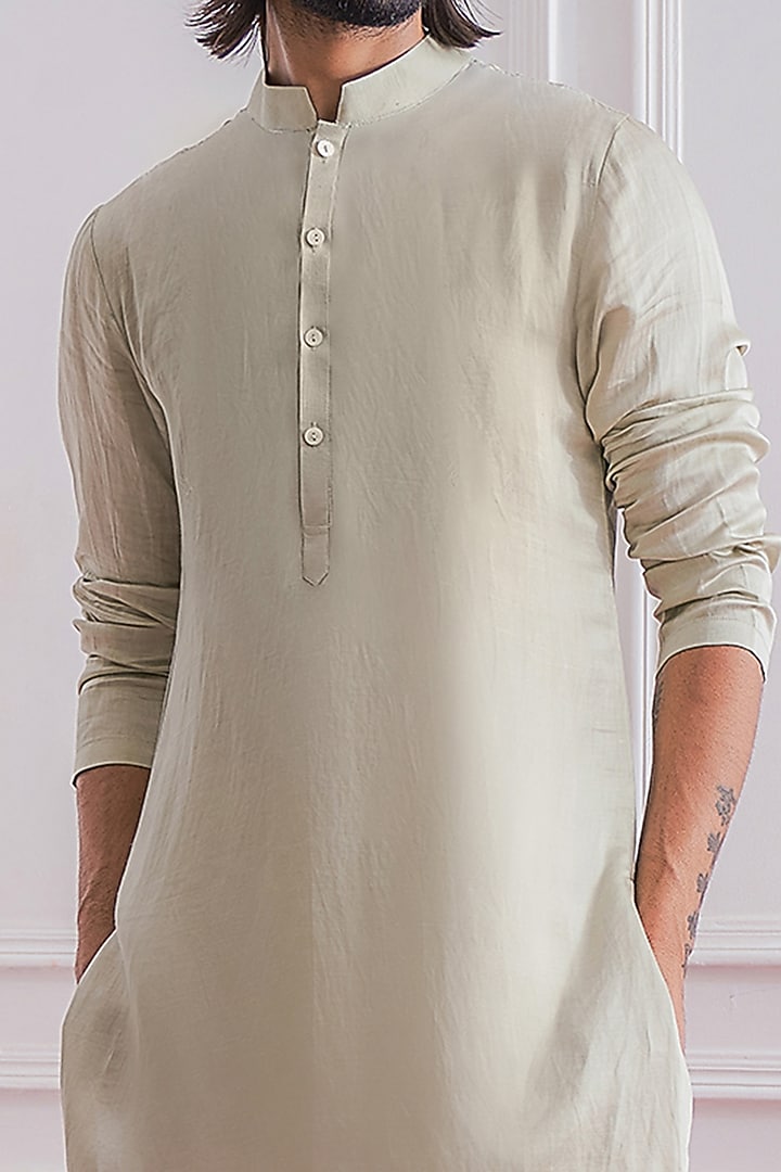 Mint Green Raw Silk Hand Embroidered Nehru Jacket Set by Ankit V Kapoor at Pernia's Pop Up Shop