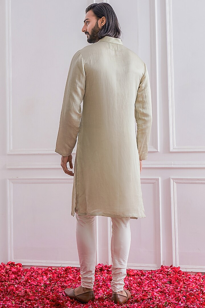 Mint Green Hand Embroidered Kurta Set by Ankit V Kapoor at Pernia's Pop Up Shop