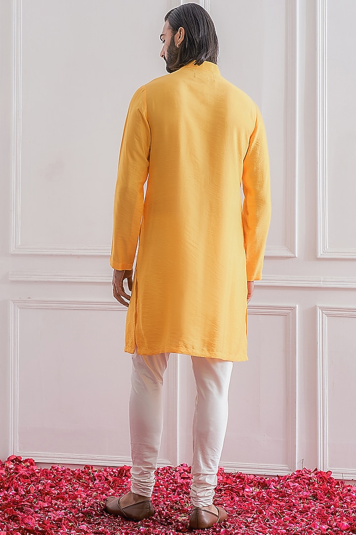 Mustard Cotton Silk Kurta Set by Ankit V Kapoor at Pernia's Pop Up Shop