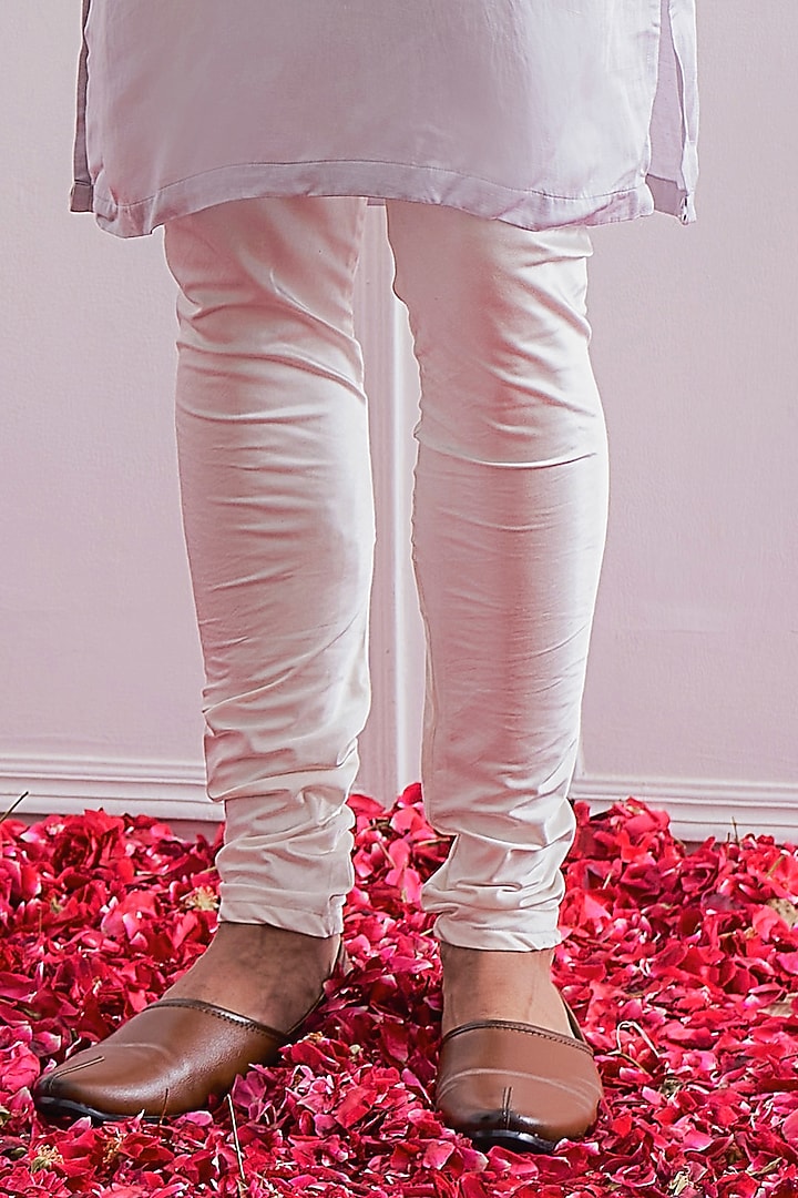 Light Grey Satin Linen Mirror Embroidered Kurta Set by Ankit V Kapoor at Pernia's Pop Up Shop