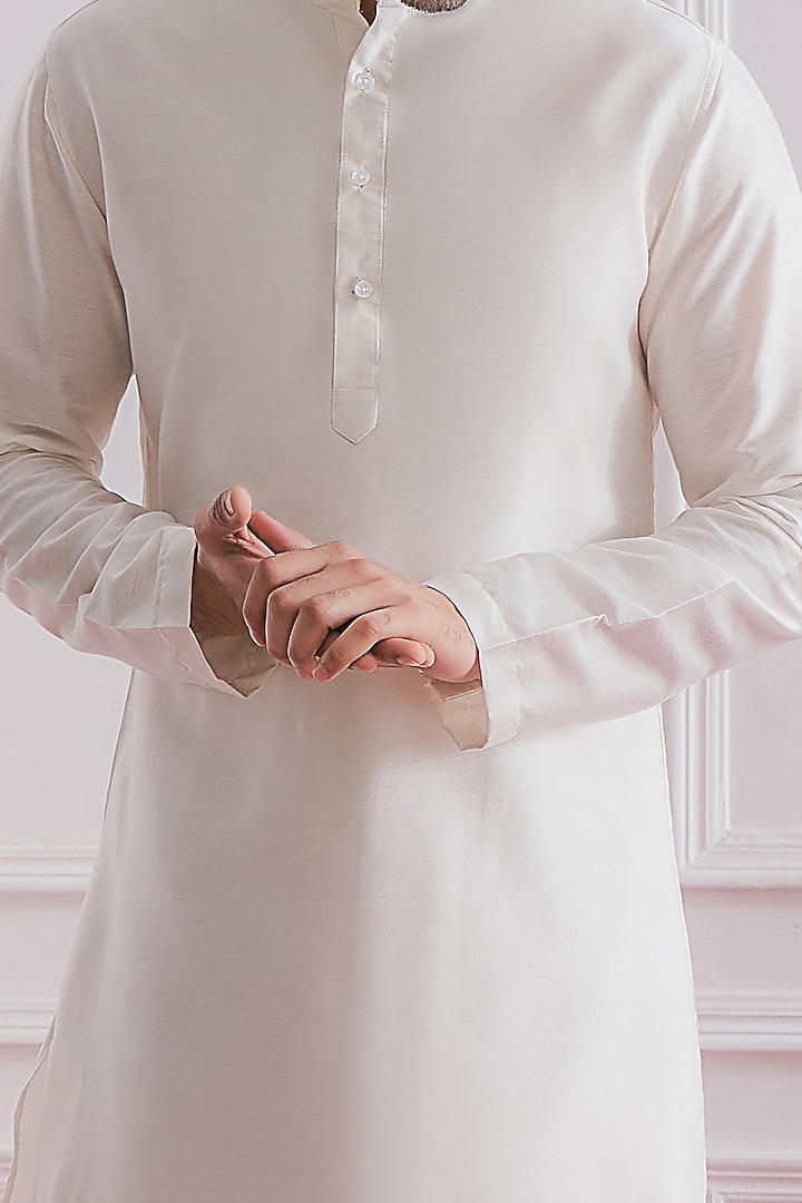 Powder Pink Cotton Thread Embroidered Lucknowi Nehru Jacket Set by Ankit V Kapoor at Pernia's Pop Up Shop
