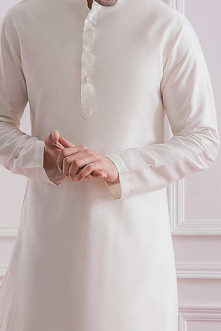Ash Grey Pure Georgette Sequins Embroidered Lucknowi Nehru Jacket Set by Ankit V Kapoor at Pernia's Pop Up Shop