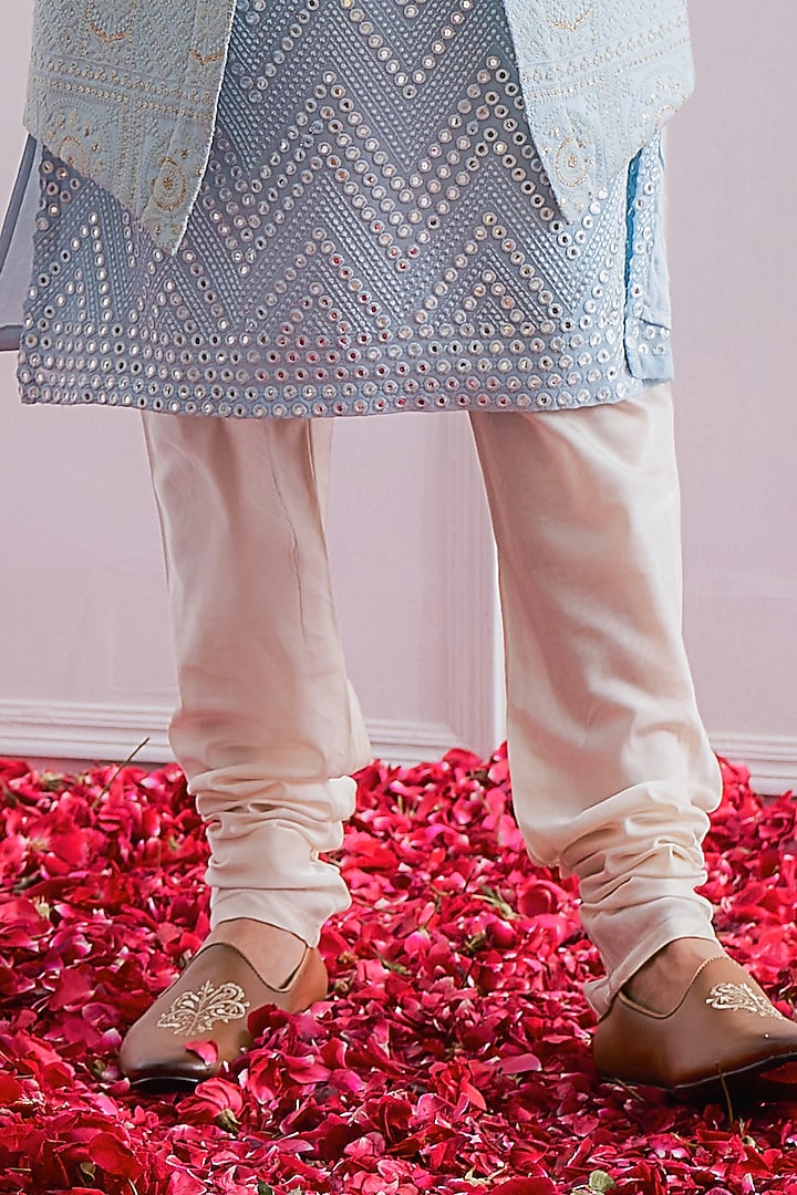 Powder Blue Embroidered Wedding Indowestern Set by Ankit V Kapoor at Pernia's Pop Up Shop
