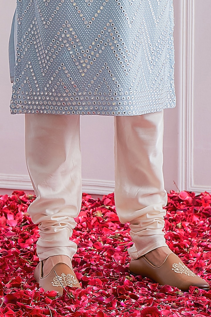 Powder Blue Embroidered Kurta Set by Ankit V Kapoor at Pernia's Pop Up Shop