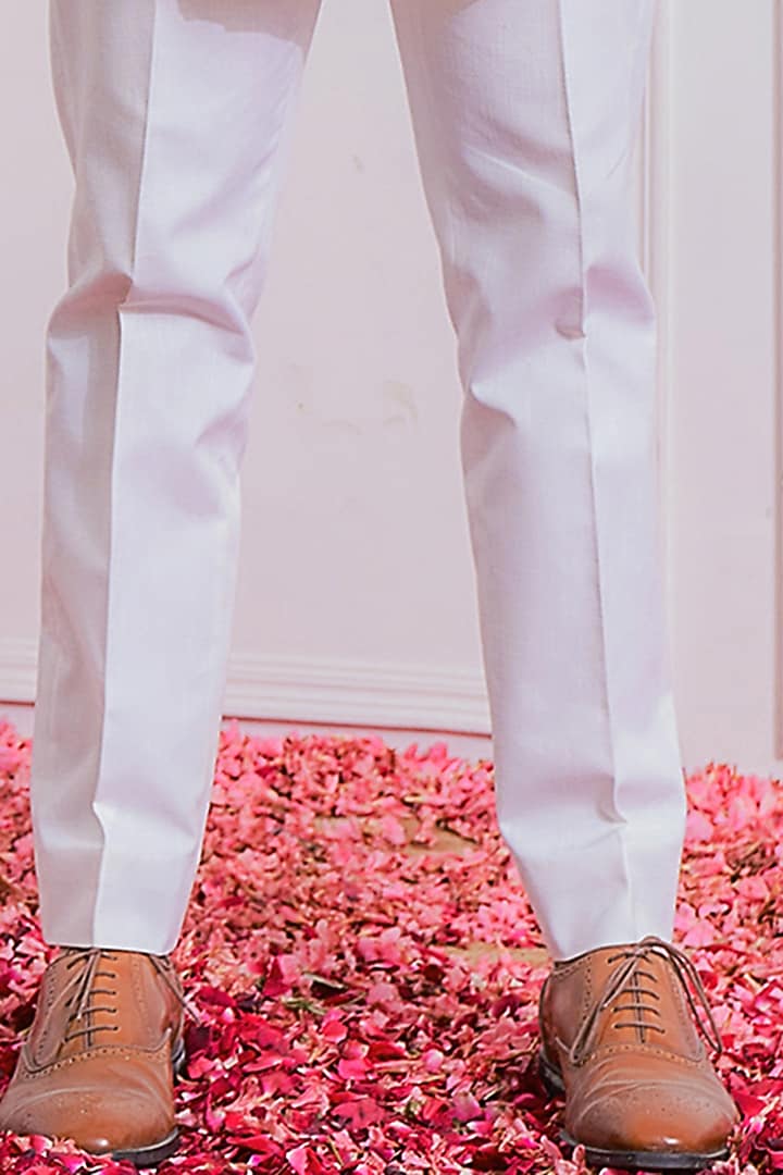 Peach Machine Embroidered Wedding Indowestern Set by Ankit V Kapoor at Pernia's Pop Up Shop