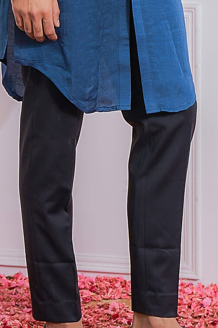 Space Blue Machine Embroidered Wedding Indowestern Set by Ankit V Kapoor at Pernia's Pop Up Shop