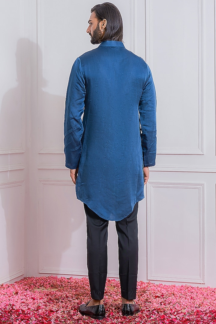 French Blue Pure Georgette Embroidered Kurta Set by Ankit V Kapoor at Pernia's Pop Up Shop