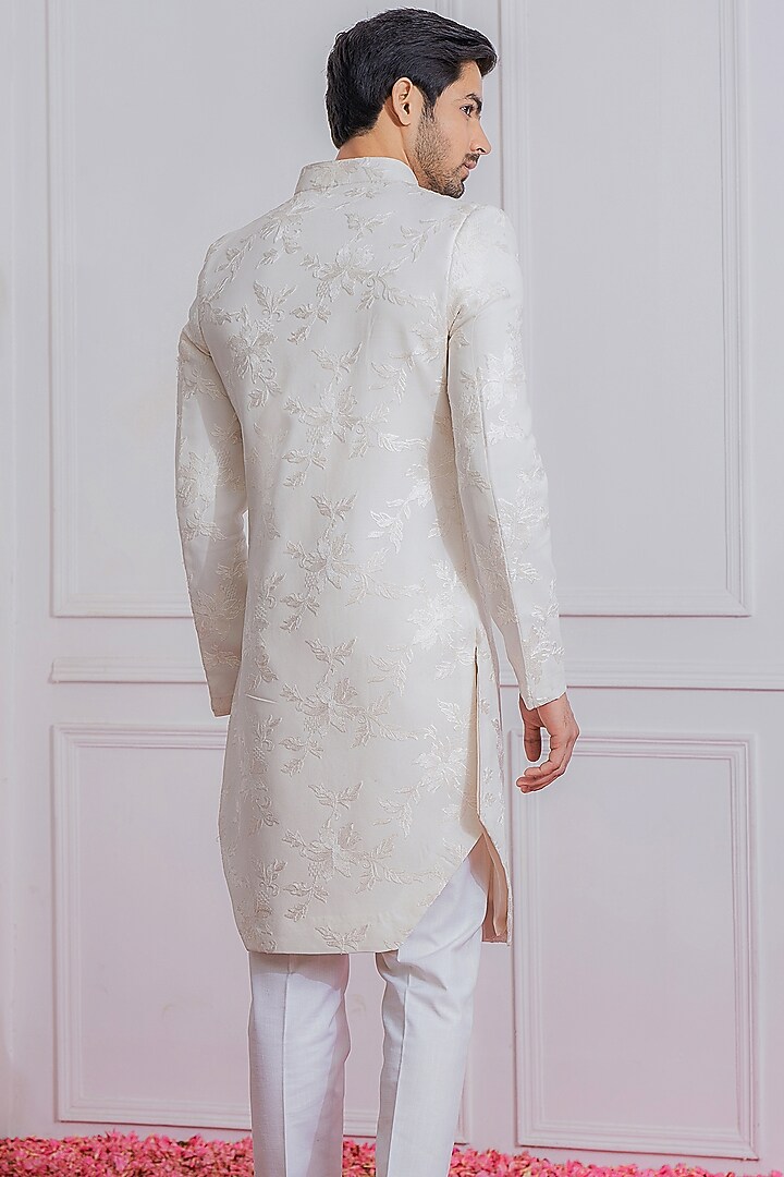 Off-White Machine Embroidered Wedding Indowestern Jacket by Ankit V Kapoor at Pernia's Pop Up Shop