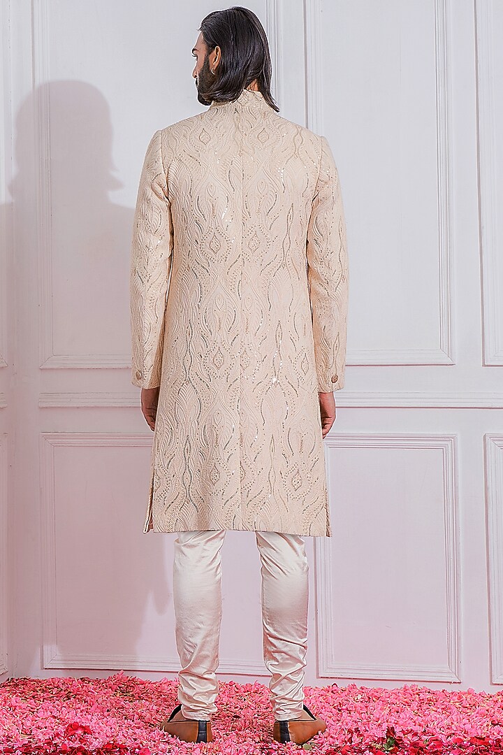 Crystal Pink Machine Embroidered Groom Sherwani Set by Ankit V Kapoor at Pernia's Pop Up Shop