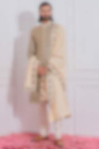 Gold Hand Embroidered Groom Sherwani Set by Ankit V Kapoor at Pernia's Pop Up Shop