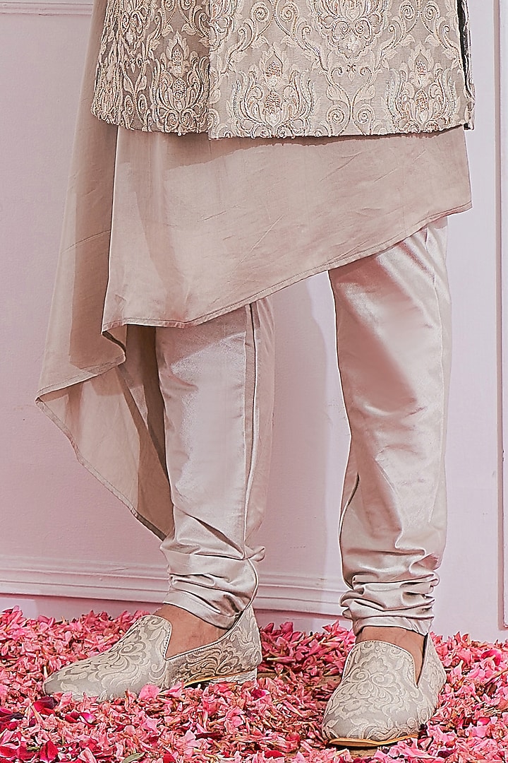 Fog Grey Hand Embroidered Groom Sherwani Set by Ankit V Kapoor at Pernia's Pop Up Shop