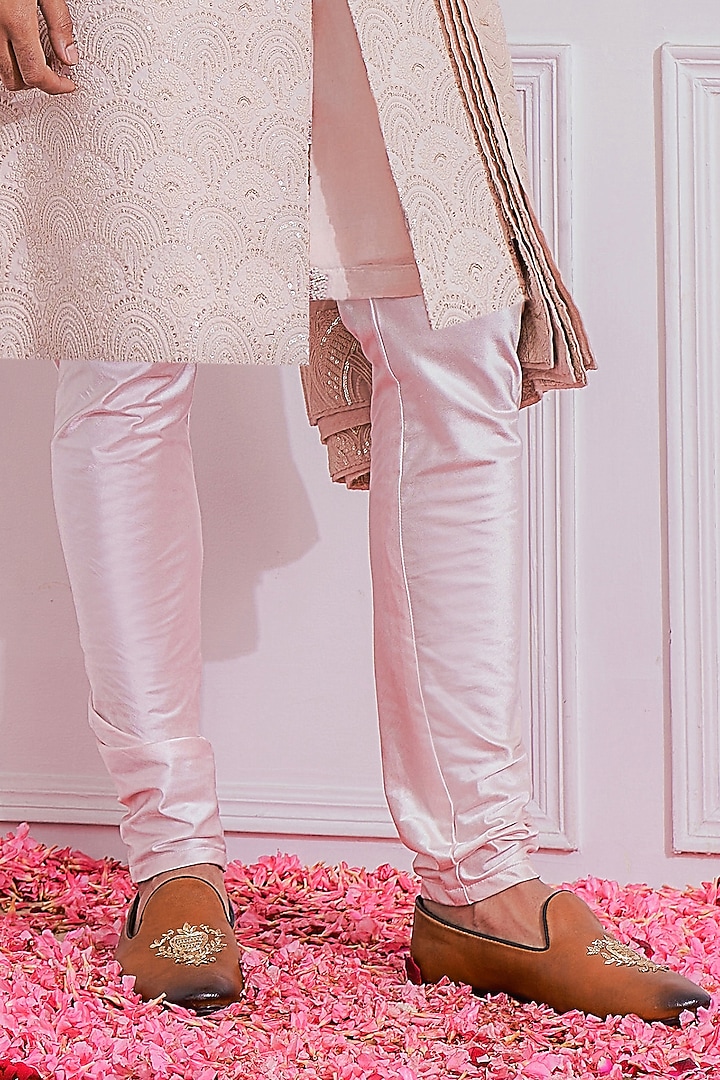 Crystal Pink Georgette & Cotton Silk Groom Sherwani Set by Ankit V Kapoor at Pernia's Pop Up Shop