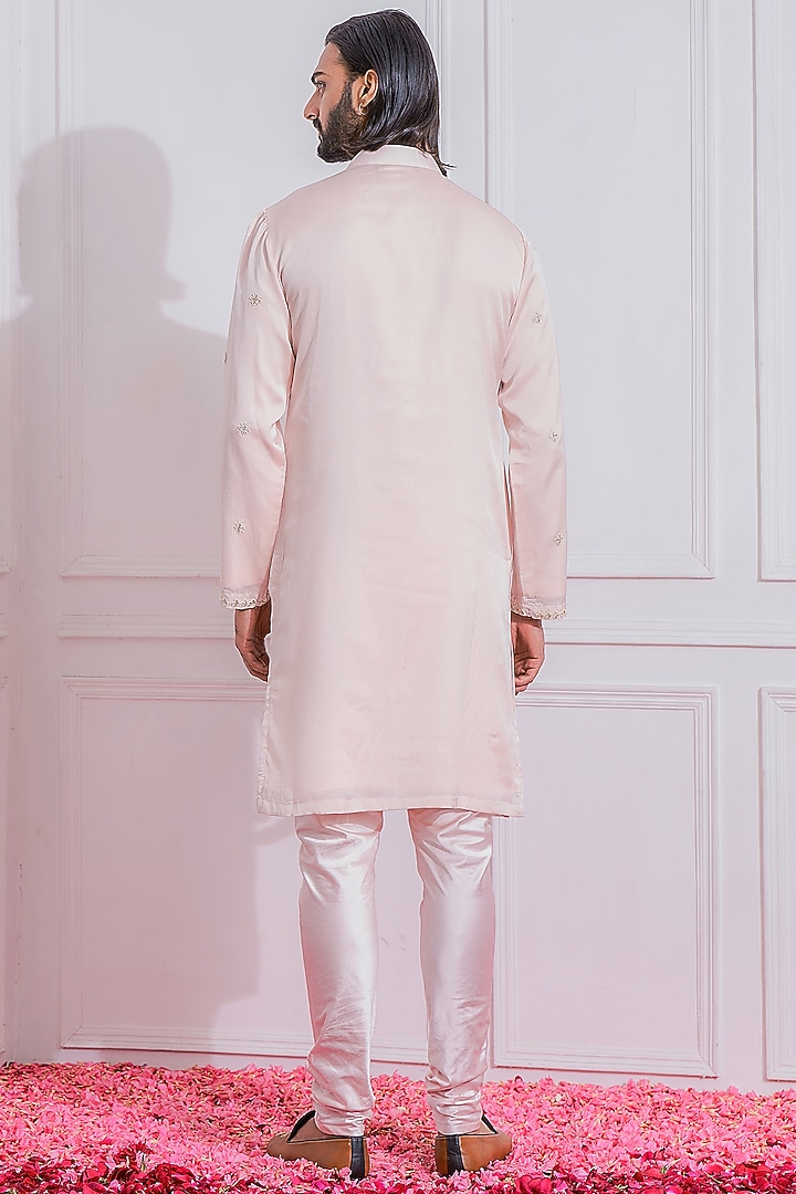 Powder Pink Hand Embroidered Kurta Set by Ankit V Kapoor at Pernia's Pop Up Shop