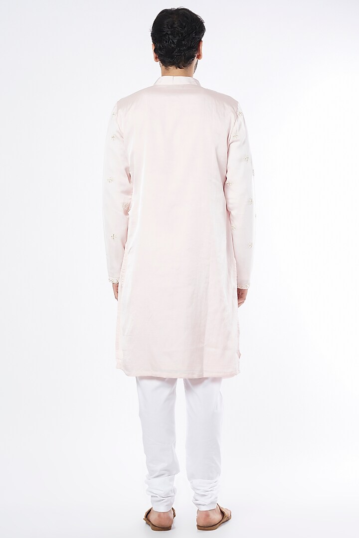 Powder Pink Zardosi Embroidered Kurta Set by Ankit V Kapoor at Pernia's Pop Up Shop