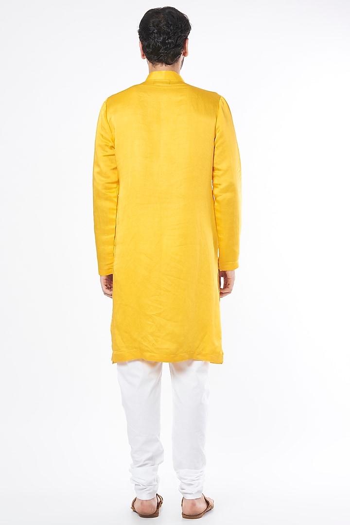 Mustard Hand Embroidered Kurta Set by Ankit V Kapoor at Pernia's Pop Up Shop