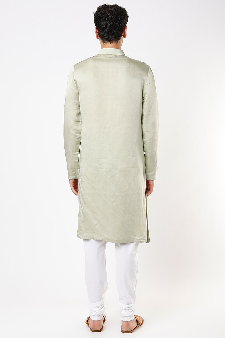 Mint Green Cotton Silk Acrylic Embroidered Kurta by Ankit V Kapoor at Pernia's Pop Up Shop