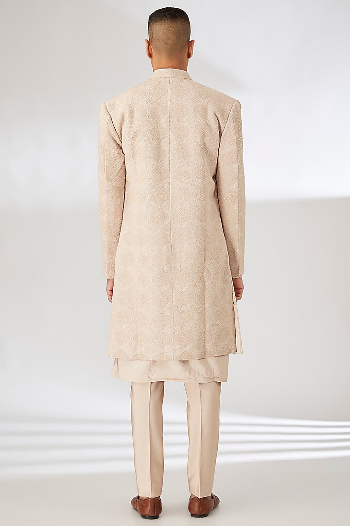 Dusty Rose Viscose Cotton Silk Sequin Embroidered Wedding Indowestern Set by Ankit V Kapoor at Pernia's Pop Up Shop