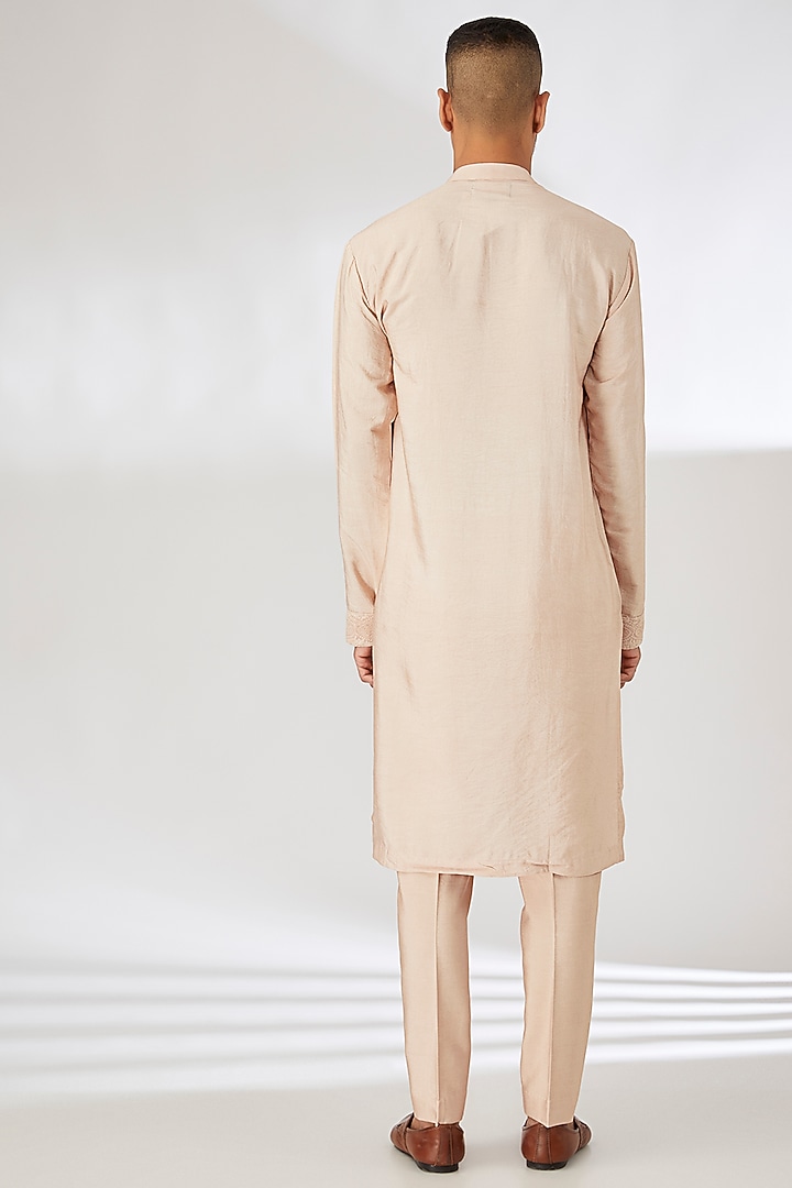 Dusty Rose Viscose Cotton Silk Sequin Embroidered Wedding Indowestern Set by Ankit V Kapoor at Pernia's Pop Up Shop