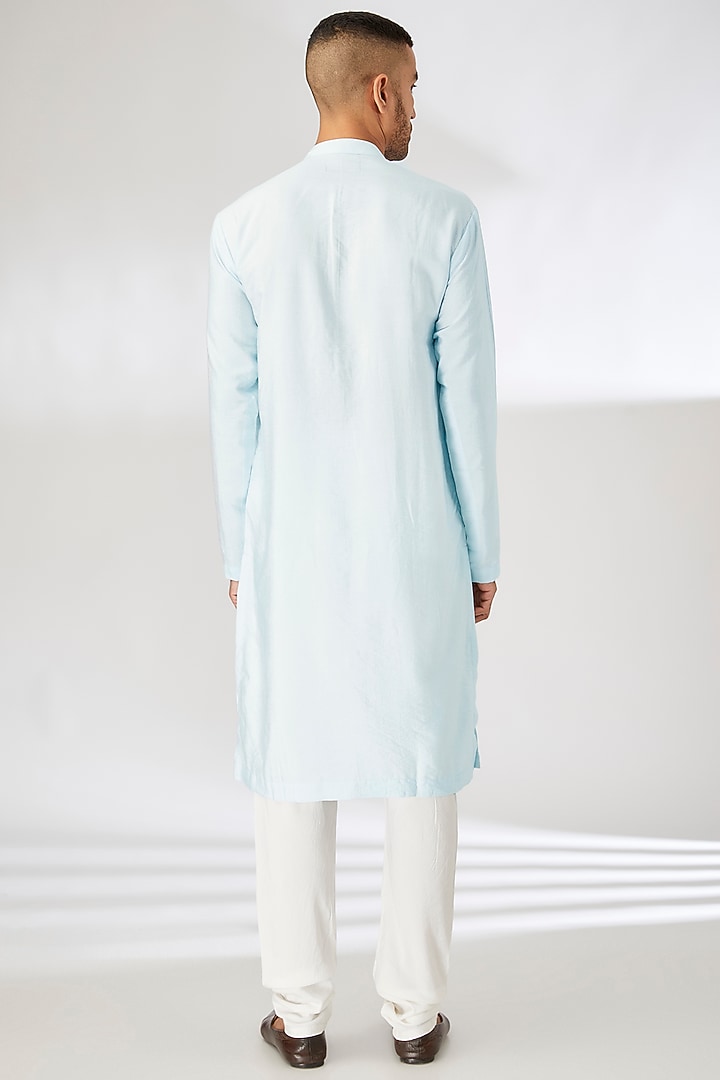 Powder Blue Georgette Mirror Embroidered Kurta Set by Ankit V Kapoor at Pernia's Pop Up Shop