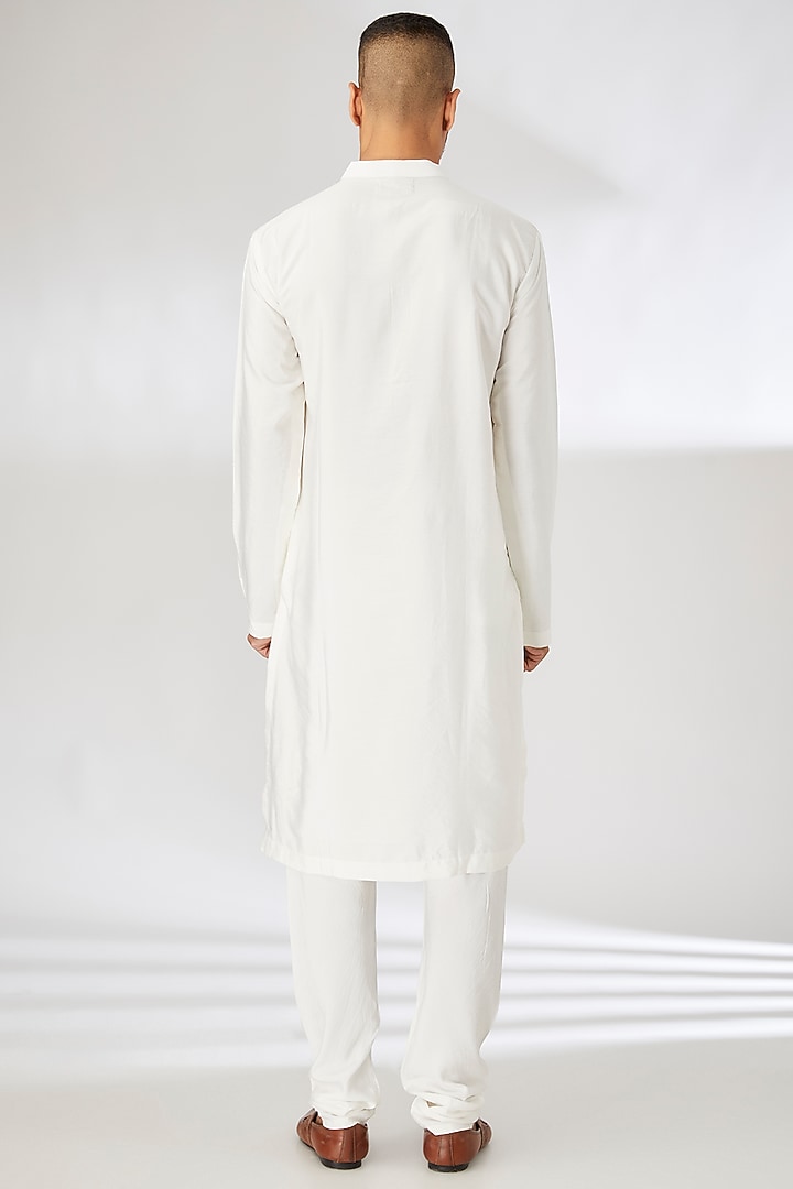 Ivory Silk Blend Hand & Machine Embroidered Groom Sherwani Set by Ankit V Kapoor at Pernia's Pop Up Shop