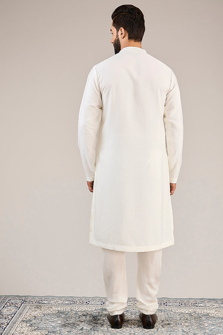 Ivory Cotton & Silk Machine Embroidered Groom Sherwani Set by Ankit V Kapoor at Pernia's Pop Up Shop