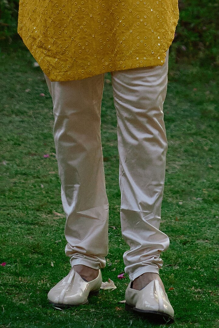 Mustard Viscose Cotton Silk & Georgette Thread Embroidered Kurta Set by Ankit V Kapoor at Pernia's Pop Up Shop