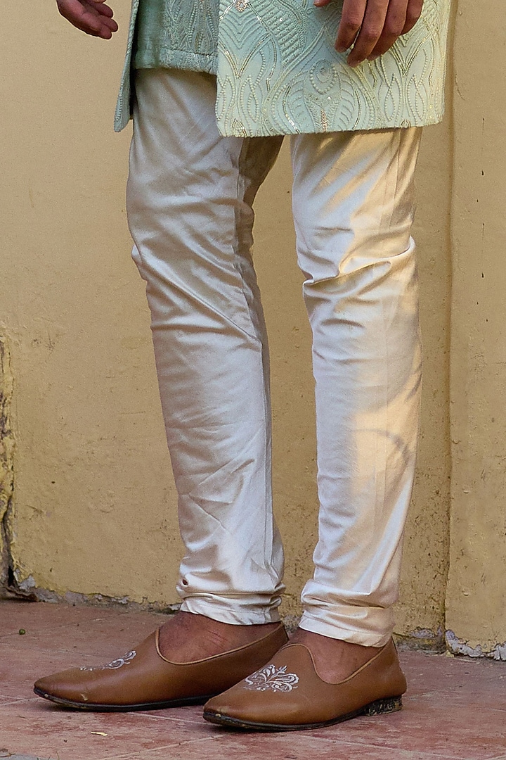 Mint Green Viscose Cotton Silk & Georgette Wedding Indowestern Set by Ankit V Kapoor at Pernia's Pop Up Shop