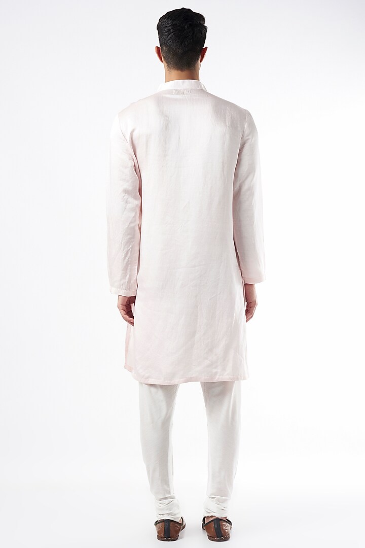 Powder Pink Hand Embroidered Kurta Set by Ankit V Kapoor at Pernia's Pop Up Shop