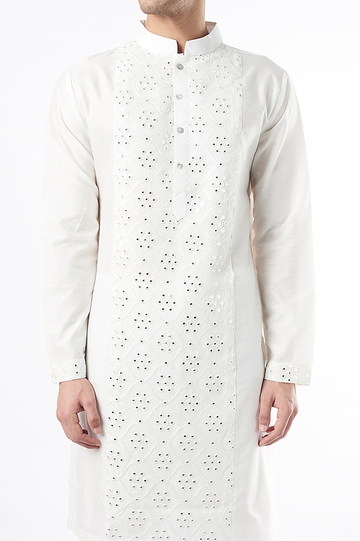 Ivory Hand Embroidered Kurta Set by Ankit V Kapoor at Pernia's Pop Up Shop