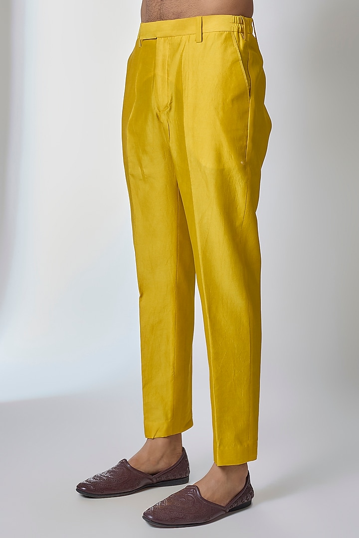Yellow Chanderi Silk Bundi Jacket Set by Ankit V Kapoor at Pernia's Pop Up Shop