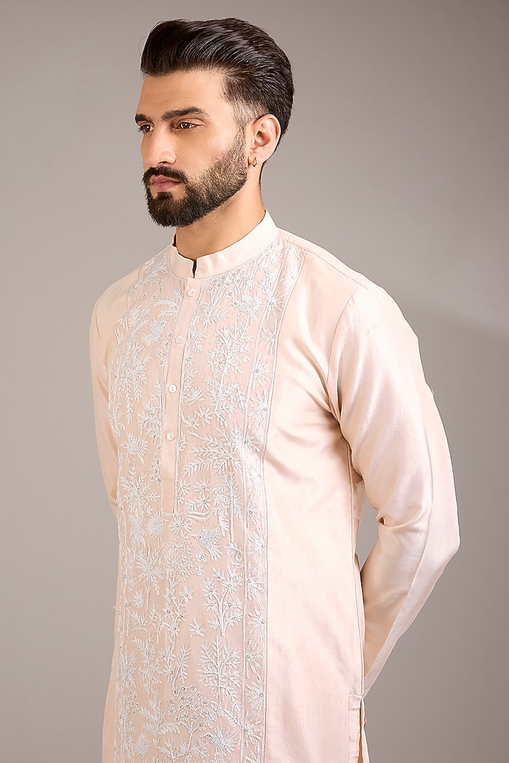 Dusty Rose Bemberg Cotton Silk Kurta Set by Ankit V Kapoor at Pernia's Pop Up Shop