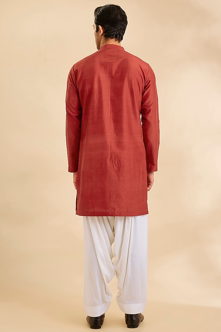 Black Raw Silk & Bemberg Linen Silk Kurta Set by Ankit V Kapoor at Pernia's Pop Up Shop