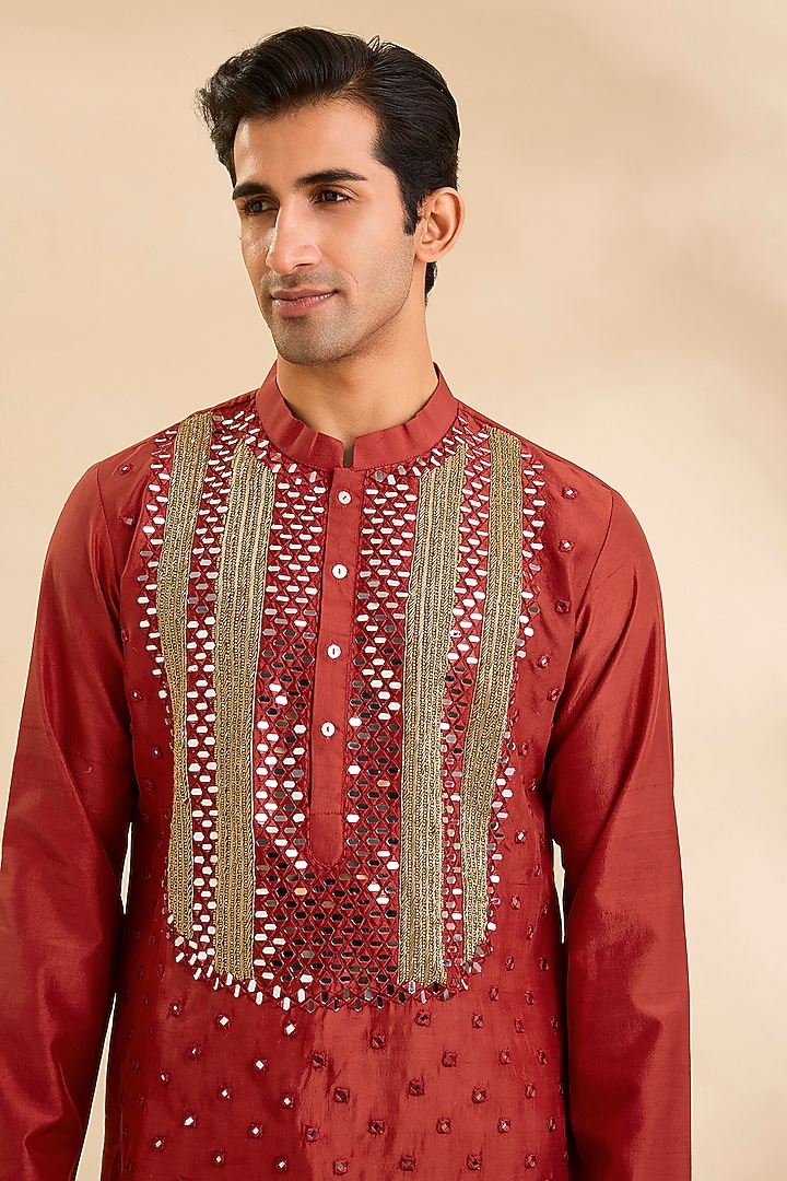 Black Raw Silk & Bemberg Linen Silk Kurta Set by Ankit V Kapoor at Pernia's Pop Up Shop