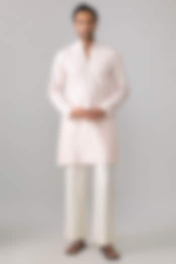 Powder Pink Bamberg Linen Silk Kurta Set by Ankit V Kapoor at Pernia's Pop Up Shop