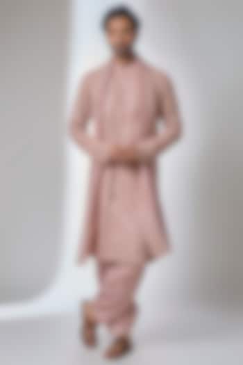 Carnation Pink Bemberg Cotton Silk Kurta Set by Ankit V Kapoor at Pernia's Pop Up Shop
