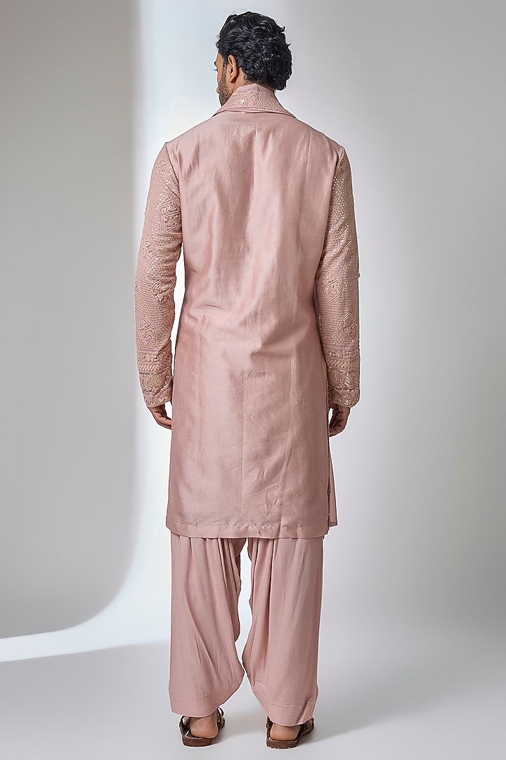 Carnation Pink Bemberg Cotton Silk Kurta Set by Ankit V Kapoor at Pernia's Pop Up Shop