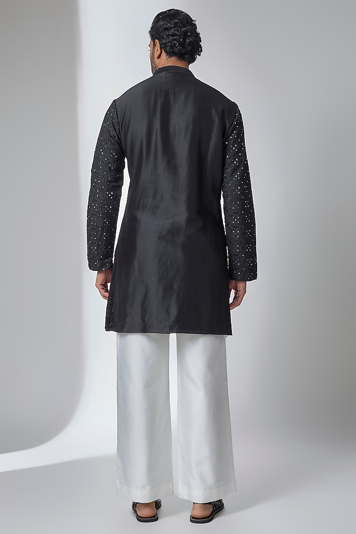 Black Bamberg Cotton Silk Kurta Set by Ankit V Kapoor at Pernia's Pop Up Shop