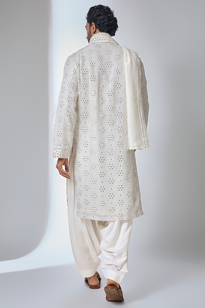 Ivory Bemberg Cotton Silk Kurta Set by Ankit V Kapoor at Pernia's Pop Up Shop