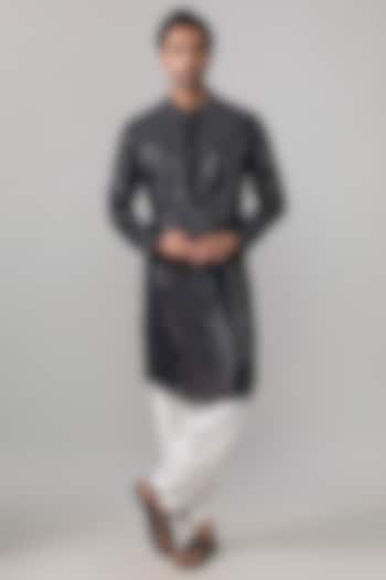 Black Georgette Embroidered Kurta Set by Ankit V Kapoor at Pernia's Pop Up Shop
