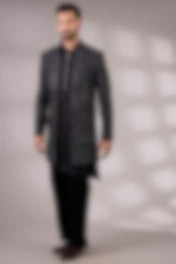 Black Japanese Suiting Groom Indowestern Set by Ankit V Kapoor at Pernia's Pop Up Shop