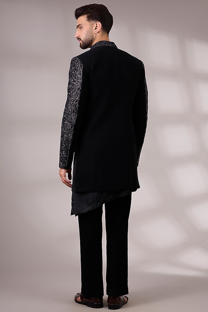 Black Japanese Suiting Groom Indowestern Set by Ankit V Kapoor at Pernia's Pop Up Shop
