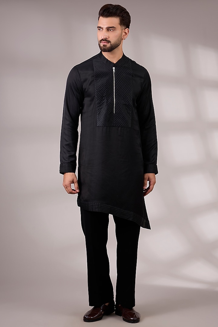 Black Japanese Suiting Groom Indowestern Set by Ankit V Kapoor at Pernia's Pop Up Shop