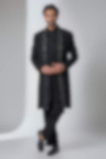 Black Japanese Suiting Groom Indowestern Set by Ankit V Kapoor at Pernia's Pop Up Shop