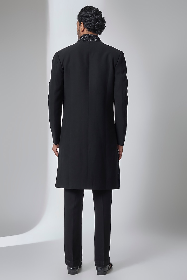 Black Japanese Suiting Groom Indowestern Set by Ankit V Kapoor at Pernia's Pop Up Shop