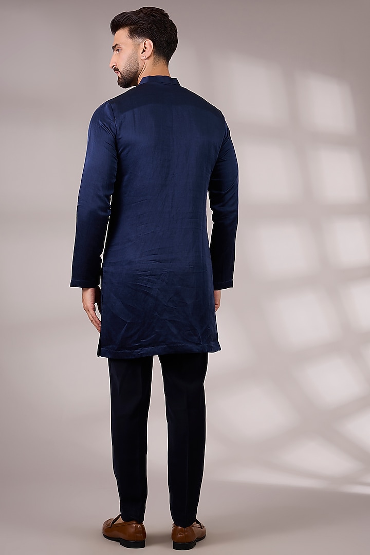 Navy Blue Japanese Suiting Groom Indowestern Set by Ankit V Kapoor at Pernia's Pop Up Shop