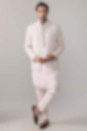 Powder Pink Georgette Embroidered Groom Indowestern Set by Ankit V Kapoor at Pernia's Pop Up Shop