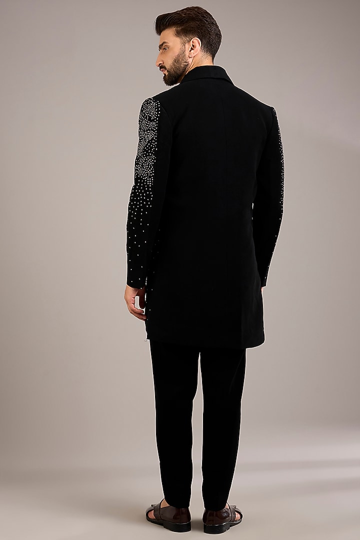 Black Japanese Suiting Groom Indowestern Set by Ankit V Kapoor at Pernia's Pop Up Shop