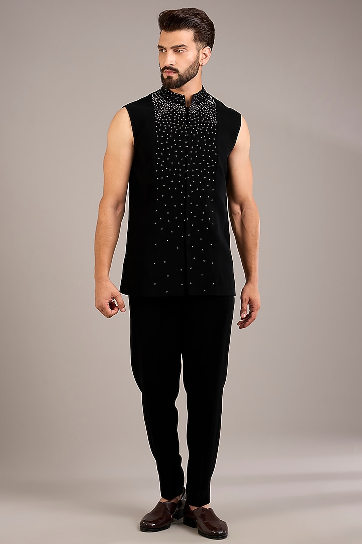 Black Japanese Suiting Groom Indowestern Set by Ankit V Kapoor at Pernia's Pop Up Shop