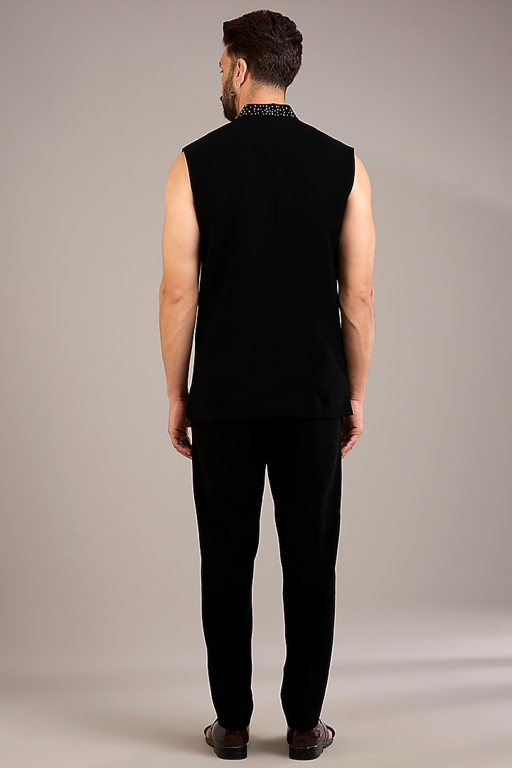 Black Japanese Suiting Groom Indowestern Set by Ankit V Kapoor at Pernia's Pop Up Shop